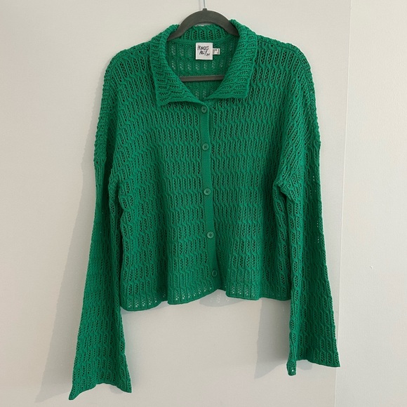 Princess Polly Sweaters - GREEN CARDIGAN PRINCESS POLLY